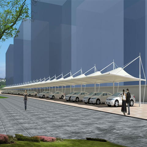 膜结构停车棚 吊帽型