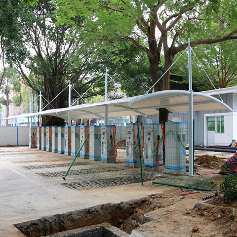 充电桩膜结构雨棚 盐田区政府