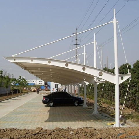 膜结构停车棚 斜拉式