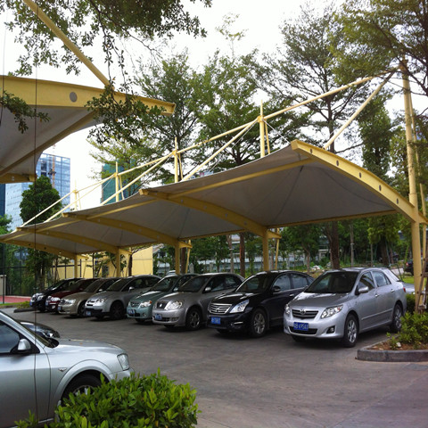 膜结构停车棚 吊帽式 深圳联通大厦