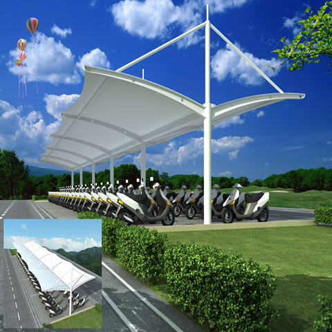 膜结构自行车棚 异形钢