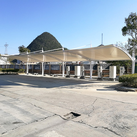 充电桩膜结构雨棚 韶关G4京港澳高速服务区