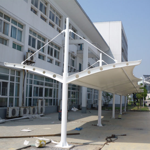 膜结构自行车停车棚 双挑斜拉型