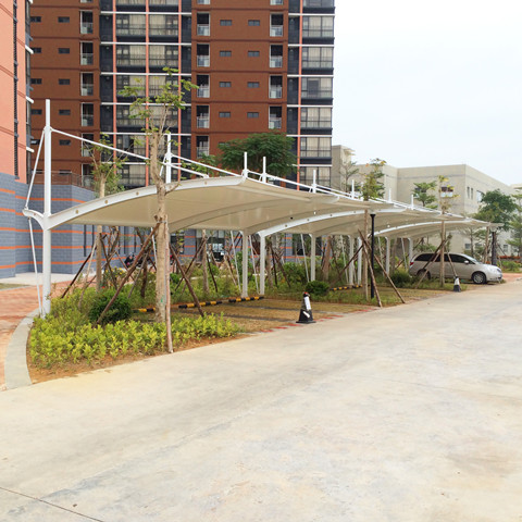 斜拉式膜结构停车棚 惠州大亚湾惠炼家园