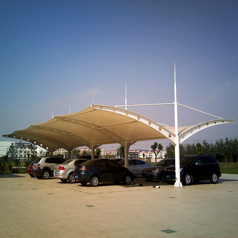 膜结构停车棚 双挑斜拉型