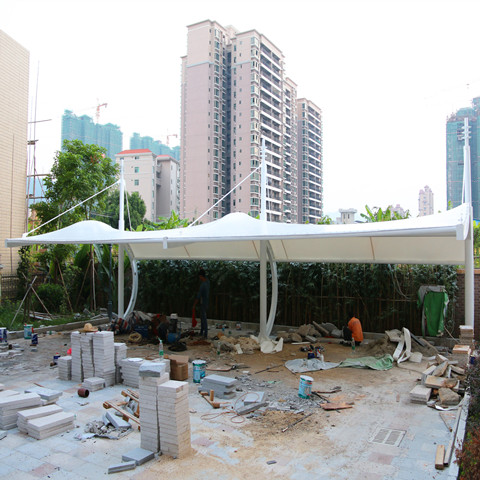 膜结构停车棚 惠州粤惠苑别墅